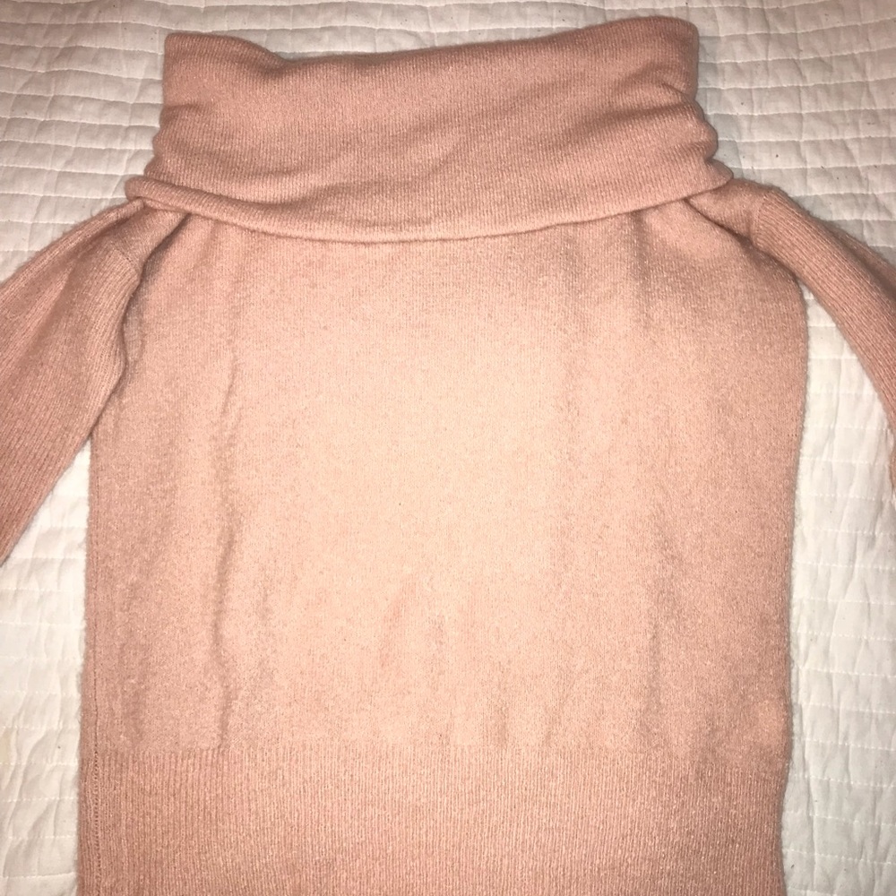 off the shoulder pink sweater